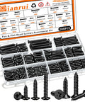 Heavy Duty 288 Piece Black Wood And Sheet Metal Screws Kit, Sizes 4 6 8 10, Phillips Pan And Flat Heads, Marine Grade