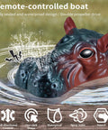 Hippo Themed RC Boat Remote Control Water Spray Totally Fun For Lake River And Pool 2.4GHz Electric Boating Toy realistic hippo head.