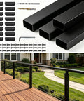 Premium 8ft Black Cable Railing Handrail Kit With Four Pieces Of Heavy Duty 304 Stainless Steel Deck Top Guardrails Featuring A Sleek Matte Finish And Totally Built Different Quality components including tubing and screws