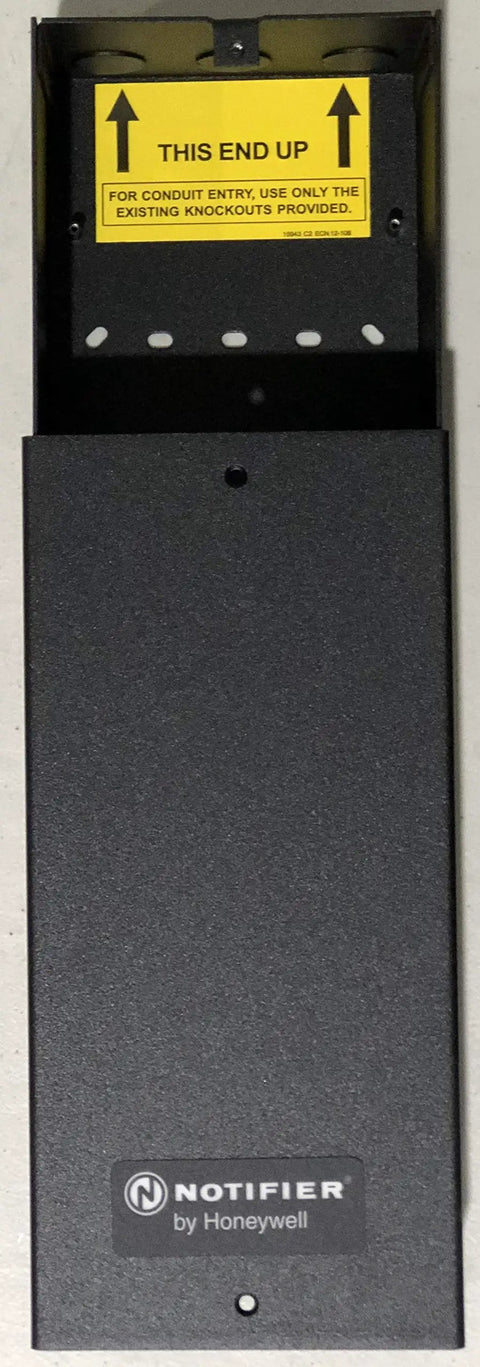 Fire Alarm Annunciator Surface Mount Backbox ABS8RB With Blank Faceplate Replacement Panel Housing For Control Cabinet Systems, front view with label.