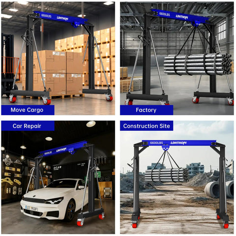Real Deal 3 Ton Gantry Crane With 6600 Lbs Load Rating And Thick Steel Build For Demanding Shop Jobs at a construction site.