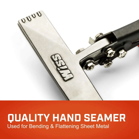Close-up of Six Inch Straight Handle Hand Seamer for sheet metal bending and flattening, features ergonomic grip and durable construction WS6N.