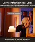 Couple using voice control with Smart 4 Inch Recessed Downlight With Color Ambiance And White Finish 850 Lumen LED App