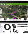 Zumo XT3 4.7 Inch Motorcycle GPS Navigator with charger, USB-C cable, mount kit and cleaning kit bundle shown