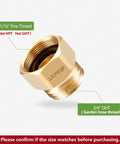 Lead Free Hose Bib Adapter With Backflow Preventer, 1-1/16 Inch Fine Thread Female To 3/4 Inch GHT Male, gold brass