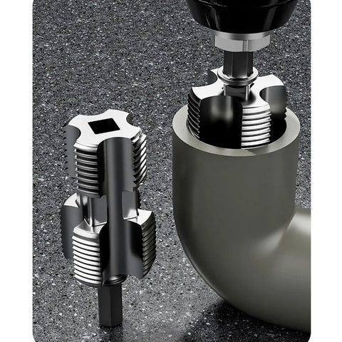 Essential Multitask Pipe Threader Kit For Pvc with tough alloy dies, showcasing precision threading tool on a dark surface.