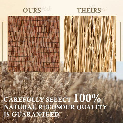 Comparison of our brown 6 ft reed fencing roll 16.4 ft long outdoor privacy screen with competitors' product quality.