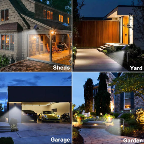Solar Motion Light Outdoor 2000LM Security Flood Light IP67 Waterproof Spotlight 6500K Daylight Wide 26 Ft Motion Range Solar Powered Outdoor Lighting For Yard Porch Garage 1 Pack installed in various outdoor settings