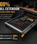 Beefy 500 Lbs Drawer Slides With 3 Fold Full Extension Rugged Steel Cabinet Rails For Heavy Gear Smooth Glide Secure Locking Non Removable Lock Industrial Grade Performance in tool drawer