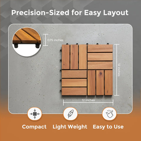Durable Acacia Hardwood Interlocking Deck Tiles For Patios And Walkways Snap Together No Tools Required Raised Base Drainage layout