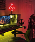 Lit Red Flame Neon Sign USB Powered With On Off Switch Dope Neon Light For Wall Decor Hanging Flame Shaped LED Light Fire Neon Lights For Bedroom And Gaming Room Setup in a gaming room