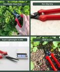 Ultra Lightweight Micro Tip Harvesting Snips For Herbs Flowers Veggies With 65g Weight, spring action, red handle, cutting plants