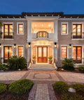 16 Inch Outdoor Wall Lantern Dusk To Dawn Sconce Waterproof Exterior Lighting Anti Rust Matte Black Porch Lamp installed on house