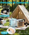 Super Chill ALsup Split Personal Unit With Handle And Quiet Cooling Power. Delivers 5000 Btu Performance For Rv Van Camper Buildouts. 13kg portable split AC in tent and car trunk