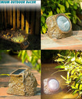 Solar Powered Rock Lights Outdoor Dope 2 Pack With 10 LED Waterproof Stones For Yard Vibe in garden setting.