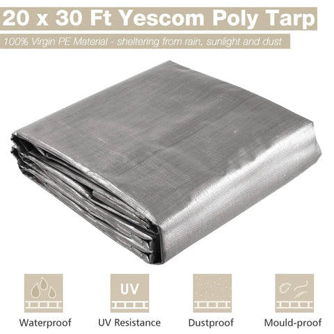 Folded 20 By 30 Ft Waterproof Heavy Duty Tarp With Eyelets And Reinforced Edges Reversible All Weather Shade Canopy