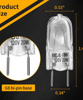 Halogen Over The Stove Light Bulbs 2 Pack For Microwave Hood Light No Brainer Easy Fit Replacement 120V 20W G8 Bi Pin Base