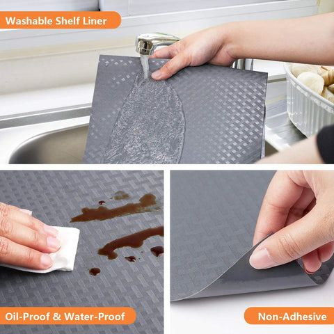 Gray Non Adhesive Shelf Liners For Kitchen Cabinets And Drawers Easy To Cut Bpa Free Eva Material Anti Slip Fridge And Countertop Protector No Messy Drama That Keeps Your Space Crisp