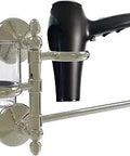 Monte Carlo Hair Dryer Holder And Organizer In Polished Nickel For Bathroom Countertop Storage With Concealed Mount One Rail And Two Rings