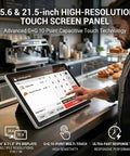 21.5 Inch Android 11 Touchscreen Monitor Powered By Rk3568 Chipset And 4G Ram 32G Storage, displaying a POS interface in a café.