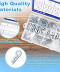 132 Piece Galvanized Steel Clevis Pins Set With 15 Sizes Heavy Duty Assortment Kit organized in a plastic case for various equipment.