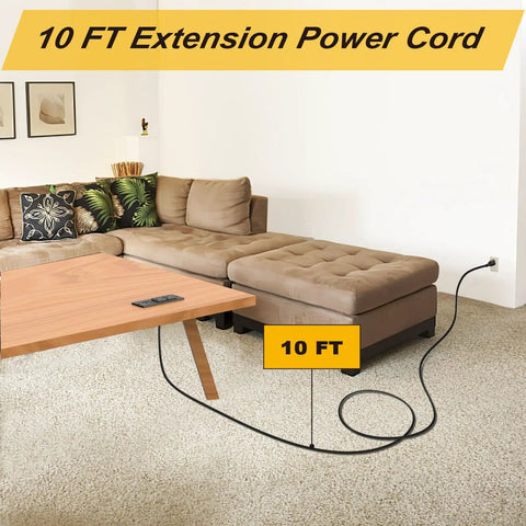Living room with Flush Mount Desk Power Strip With Recessed Grommet 2 Outlets And 2 USB Ports 9.85 Ft Extension Cord ETL Listed