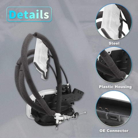 Front Right Passenger Side Power Door Lock Actuator With Cable For Infiniti Q50 2014 2020 showing steel and plastic housing details