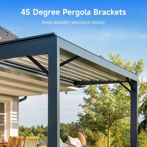 45 Degree Angle Support Bracket For Pergolas And Timber Structures Heavy Duty Steel Connector Kit For Gazebos Treehouses Cabins And Patios Rust Resistant Black Powder Coat 8 Pieces Easy Install Ultra Strong Joint Weatherproof