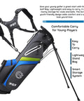 Gold TP JR Junior Golf Club Set For Kids Right Handed 56 To 63 Inches Black Lightweight Golf Bag with Stand