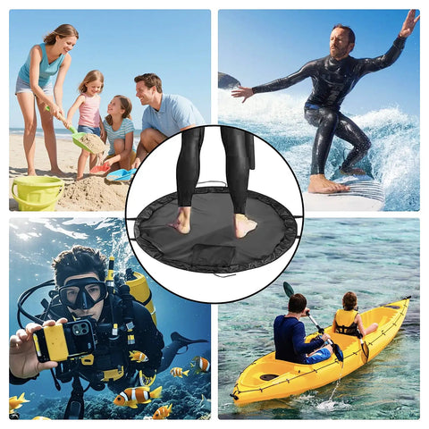2 In 1 Wetsuit Change Mat And Dry Bag Waterproof Beach Gear Organizer For Surfing Large 90 Cm Change Surface in use outdoors