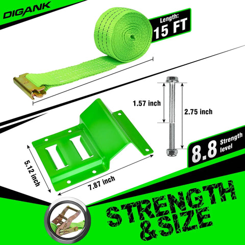 Heavy Duty Wheel Chock Tie Down Kit With 2 Inch By 15 Foot Ratchet Straps For Car Trailer UTV ATV No Hassle Tie Downs 2 Pack All In One Securement Kit