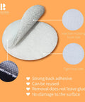 Self-adhesive nylon hook-and-loop dot, 0.59 inch diameter, white, front view.
