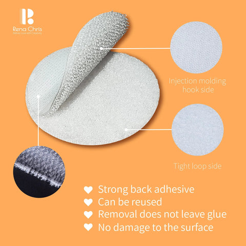 Self-adhesive nylon hook-and-loop dot, 0.59 inch diameter, white, front view.