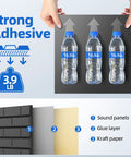 Strong adhesive on 12 Pack High Density Acoustic Panels 12 Inch By 12 Inch With Self Adhesive Backing For Walls, supporting 3.9 lb weight.