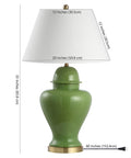 Teal Ceramic Ginger Jar Table Lamp 33 Inch Modern Traditional LED Bulb Included White Linen Shade Perfect For Living Room Bedroom Entryway Vibe With Warm Soft Glow