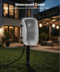 Outdoor Power Stake With Weatherproof Cover And Overload Protection No Fuss 50 Ft Extension Cord Six Outlets 15A 1875W Waterproof Power Strip For Halloween And Christmas Lights And Other Outdoor Gadgets. Weatherproof cover on stake in rain
