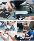 Using a 142 Piece Precision Screwdriver Set Magnetic Tool Kit for PC, laptop, camera, air conditioner, and toy repairs.