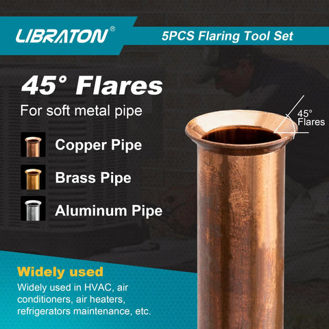 Hvac Flaring Tool Kit For Copper Pipes Metric And Saes Sizes 45 Degree Eccentric Cone Ac Repair Gear Smooth Operator Design Dang Tough Build Straight Fire Results For Mechanics And Handyman Crew