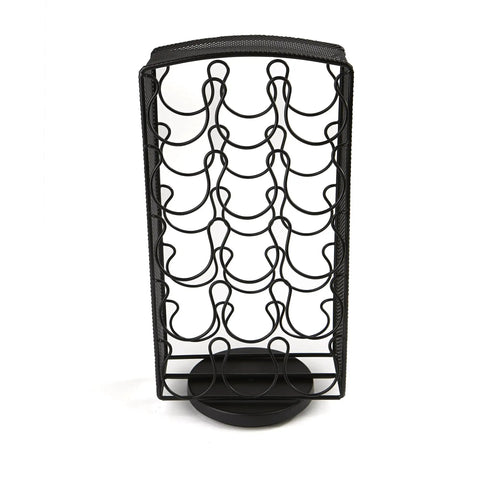 Single Serve Coffee Pod Carousel Organizer For Breakrooms, 30 Pod Capacity, Metal Mesh Spinner Rack, empty silver frame