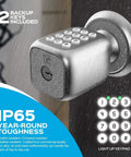 Multi Function Electronic Door Knob With Lock And Key Plus Keyless Keypad For Disguised Passcode Entry Model TL 111 In Brushed Nickel