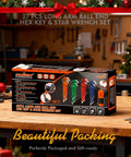 37-Piece Hex Key Set With Ball End Long Arm For SAE And Metric Allen Wrenches box on festive workbench