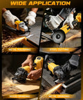 Heavy Duty Cordless Angle Grinder 4.5 Inch With Slick Brushless Motor Cranking 9300 RPM for metal polishing and wood grinding