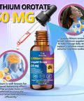 Lithium Orotate Liquid Drops 20mg 11 In 1 Mood Boost Formula with NAC Magnesium Ashwagandha L Theanine Vitamin D3 B6 B12 bottle.