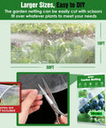 Ultra Fine Garden Mesh Netting 10x50 Ft Pest Barrier for raised beds, showing mesh material and package with scissors cutting mesh.