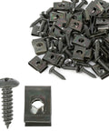 Fifty Pack Hella Tough Metal U Clip Screws 4.2X16mm Automotive Fasteners for Cars Bikes and Trucks, with metal clips and screws.