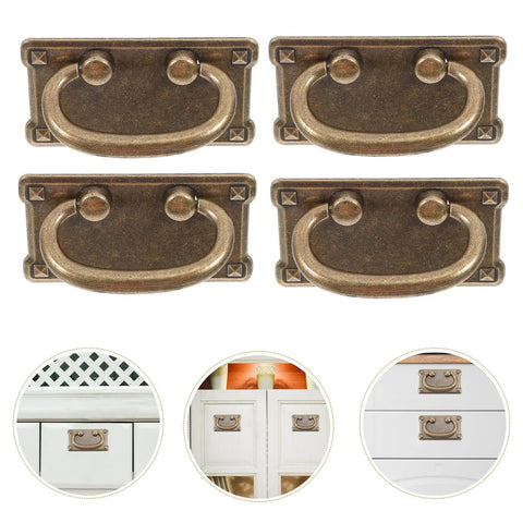 Four Pack Vintage Drawer Pull Handles For Cabinets, Dressers, Wardrobes, And Vanities, Dope Retro Cabinet Hardware