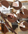 Your Solid Wood Furniture Repair Kit Packed With Twelve Rich Colors Of Tough Touch Up Filler To Easily Hide Scratches And Dings For Quick Laminate And Hardwood Fixes In Zero Time No Sweat application guide with detailed steps for use.