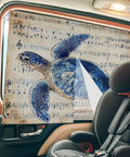 Blue Turtle Watercolor Car Curtain Set For Side Windows Magnetic Double Layer Blackout Shade With Mesh Privacy 26 By 20 Inches Sun And Heat