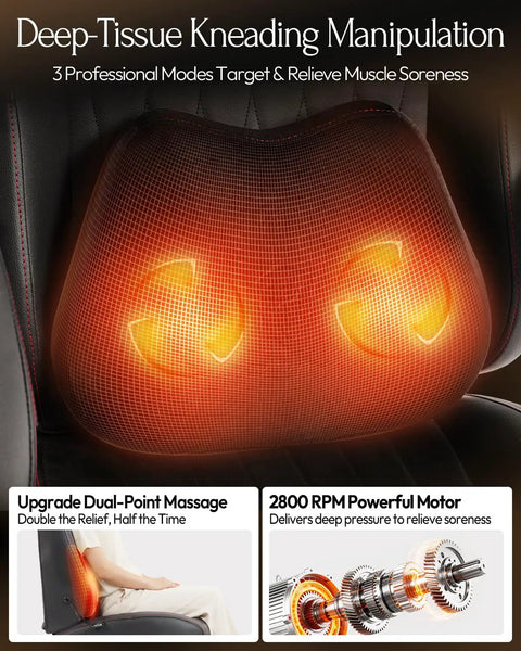 Gaming Chair With Shiatsu Neck Massage And Lumbar Support, High Back Ergonomic Recliner showcasing shiatsu massage features