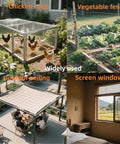 Built Tough Galvanized Hardware Cloth Mesh Roll For Chicken Coops And Backyard Critter Shields Rabbit Snake Gopher Shield Wire Screen Yard Ready Setup 16 By 20 Foot 19 Gauge Quarter Inch in use for chicken coop, vegetable fence, outdoor ceiling, and screen window.